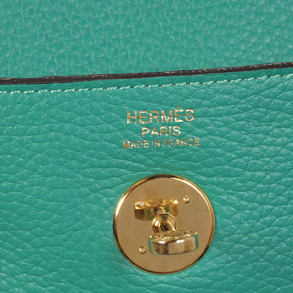 High Quality Replica Hermes Lindy 30CM Havanne Handbags 1057 Green Leather Golden Hardware - Click Image to Close